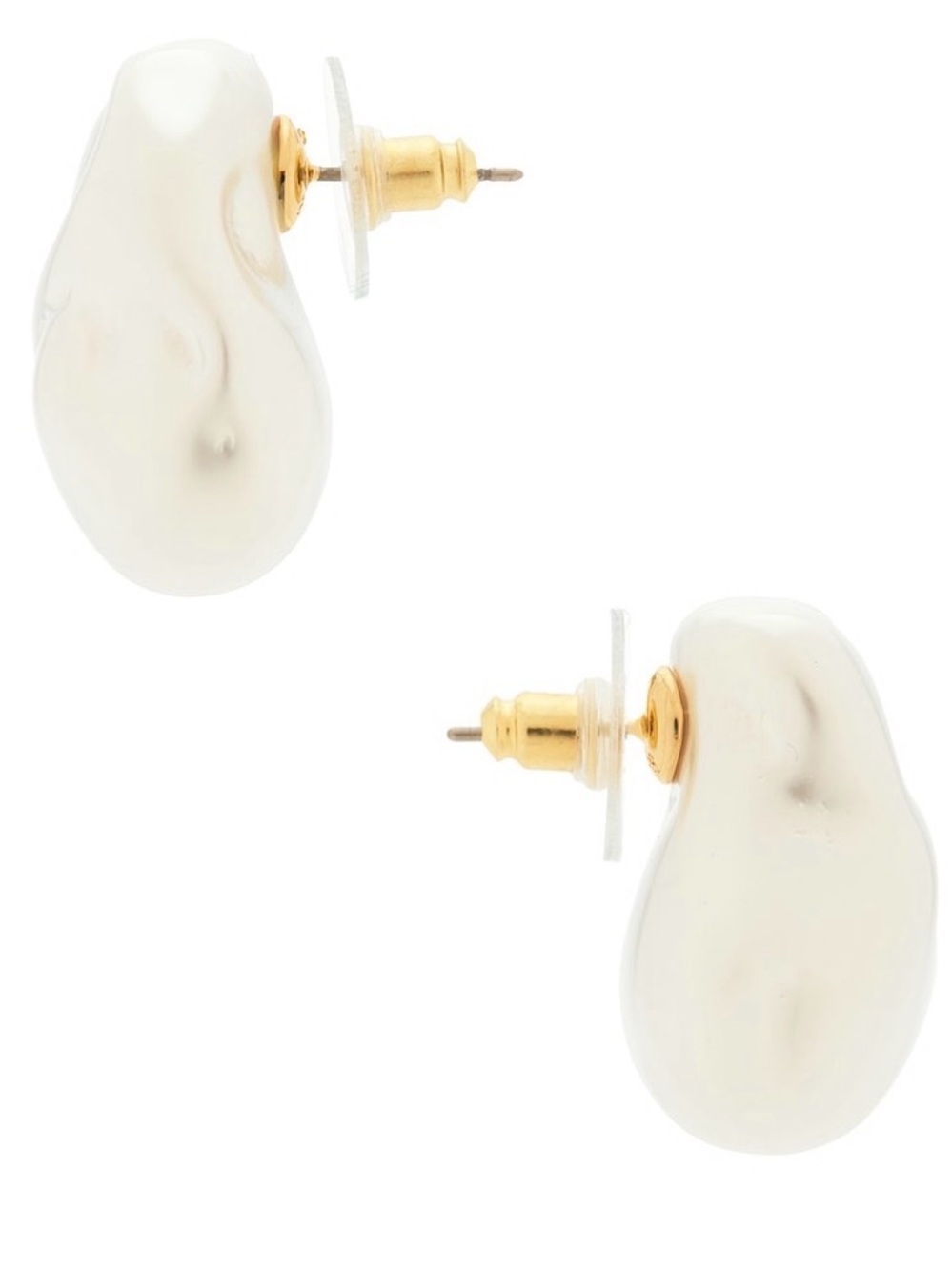 Lele Sadoughi White Baroque Pearl and Gold-Accent Stud Earrings- Revolve